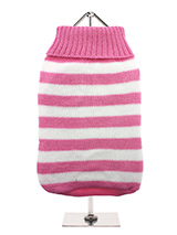 Pink & White Candy Stripe Sweater - Nothing spells out fun more than a candy stripe sweater, on these cold days and nights it brings a ray of sunshine into dull days. But it has to be practical and keep the wearer snug and warm which it does with style and panache.