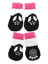 T-Bar Shoe Pet Socks - These fun and functional doggie socks protect your dogs paws from mud, snow, ice, hot pavement, hot sand and other extreme weather. Made from 95% cotton and 5% spandex making them comfortable and secure. Each sock features a paw shaped anti-slip silica pad and help keep your house sanitary. (set of...