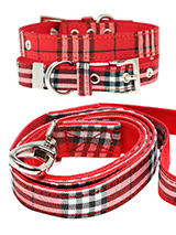 Red Checked Tartan Fabric Collar & Lead Set - Our Red Checked Tartan collar and lead set is a traditional design which is stylish, classy and never goes out of fashion. It is lightweight and incredibly strong. The collar has been finished with chrome detailing including the eyelets and tip of the collar. A matching lead, harness and bandana are...