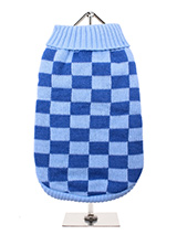 Checkerboard Blue Sweater - Inspired by the Mod Revival and Ska music movements of the 1970s, Urban Pup presents this fantastically bold checkerboard knitted jumper. In a dark/light blue all over check and contrast ribbed collar, cuff and Hem. Creates a sharp look and a elasticated hem ensures a great fit from front to back. O...