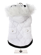 Snow White Quilted Parka - This multi layered luxuriously quilted Parka Coat with a faux trimmed detachable hood will keep the heat in and the cold out come what may. The arms and hem are elasticated for a great fit making for a perfect fit, add great quality and you have a coat that is second to none. It fastens from the und...
