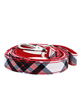 Red & White Plaid Fabric Lead - Here at Urban Pup our design team understands that everyone likes a coordinated look. So we added a Red & White Plaid Tartan Fabric Lead to match our Red & White Plaid Tartan  Harness, Bandana and collar. This lead is lightweight and incredibly strong.