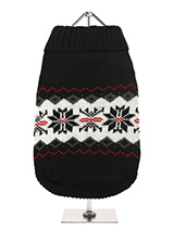 Black Snowflake Sweater - A beautiful knitted black vintage design sweater has a cute snowflake pattern that is inspired by the landscape weather and culture of Scandinavia. This sweater is a stylish yet practical way to keep your dog warm. A high turtle neck and elasticated sleeves make this sweater extra cosy and the vibra...