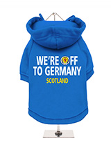 Scotland We're Off to Germany Sweatshirt - Wallace Blue - Our Wallace Blue 'We're Off to Germany Sweatshirt' says it all, Scotland 
are back at the Euros for 2024. Scotland's impressive run of games in 
the Euro 2024 qualifiers has been remarkable so this is the perfect way 
for your dog to get in on the action when you are cheering them on. A 
fun, fu...
