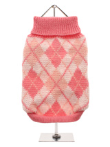 Pink Argyle Sweater - Knitted pink sweater with a baby pink and white diamond pattern. The Argyle pattern has seen a resurgence in popularity in the last few years due to its adoption by Stuart Stockdale in collections produced by luxury clothing manufacturer, Pringle of Scotland. The rich Scottish heritage will give you...