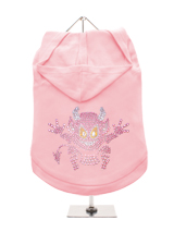 GlamourGlitz Little Devil Dog Hoodie - Exclusive GlamourGlitz 100% Cotton Hoodie. A devilish T-Shirt for your little devil, a beautiful devil design crafted with Pink Rhinestuds that catch a sparkle in the light. Wear on it's own or match with a GlamourGlitz ''Mommy and Me'' Women's T-Shirt to complete the look.