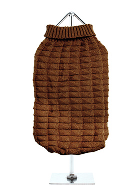 Chocolate Brown Waffle Textured Knitted Sweater