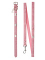 Pink Leather Diamante Collar / Diamante Bone Charm & Lead Set