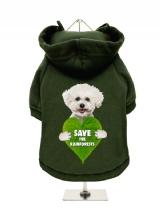 ''Save the Rainforests'' Fleece-Lined Dog Hoodie / Sweatshirt