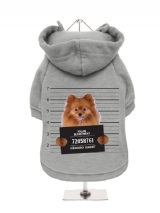 ''Police Mugshot - Pomeranian'' Fleece-Lined Dog Hoodie / Sweatshirt